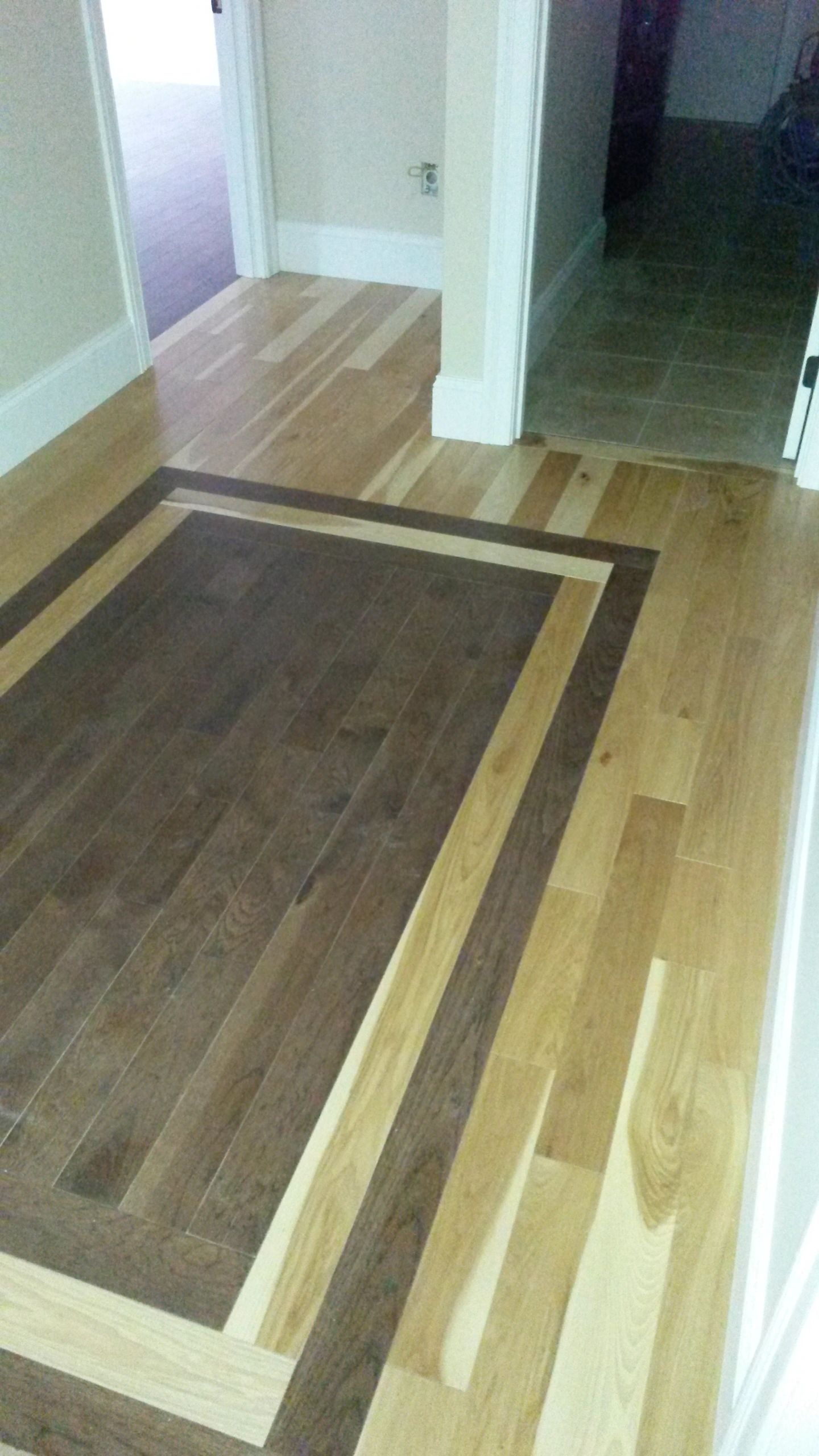 Overhead tile floor installation dark diamond