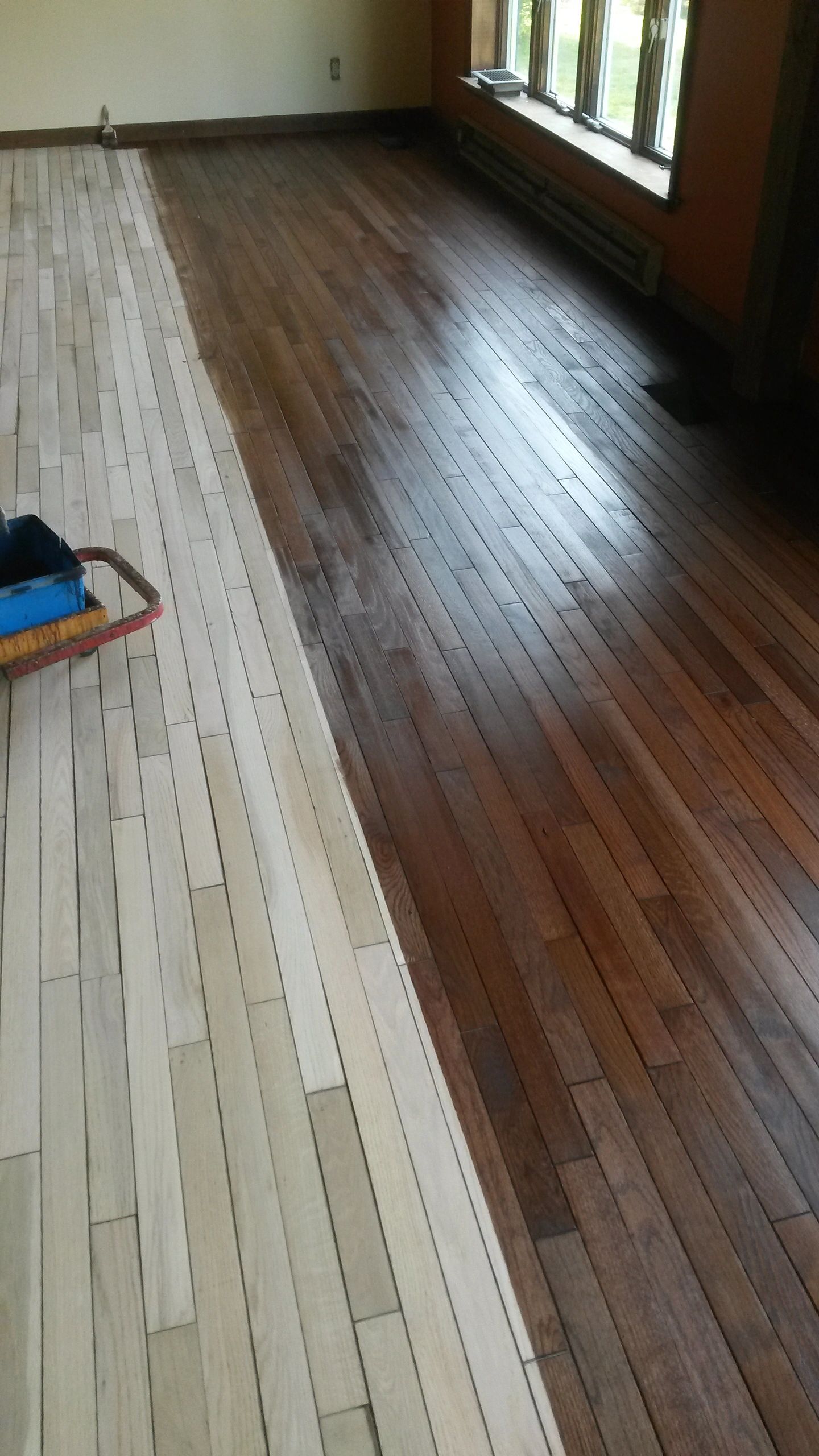 Hardwood floor before and after